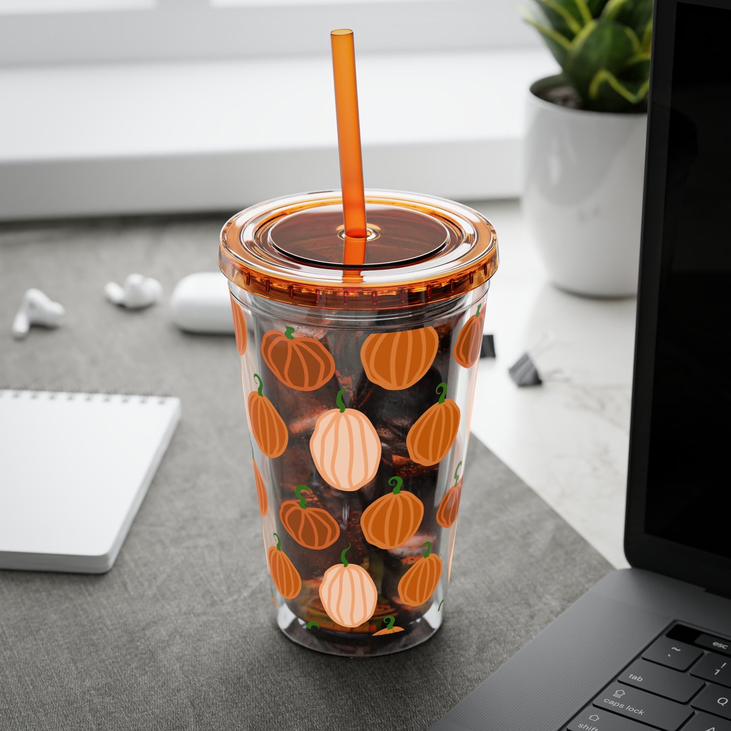 Pumpkin Spice Tumbler with Straw, 16oz