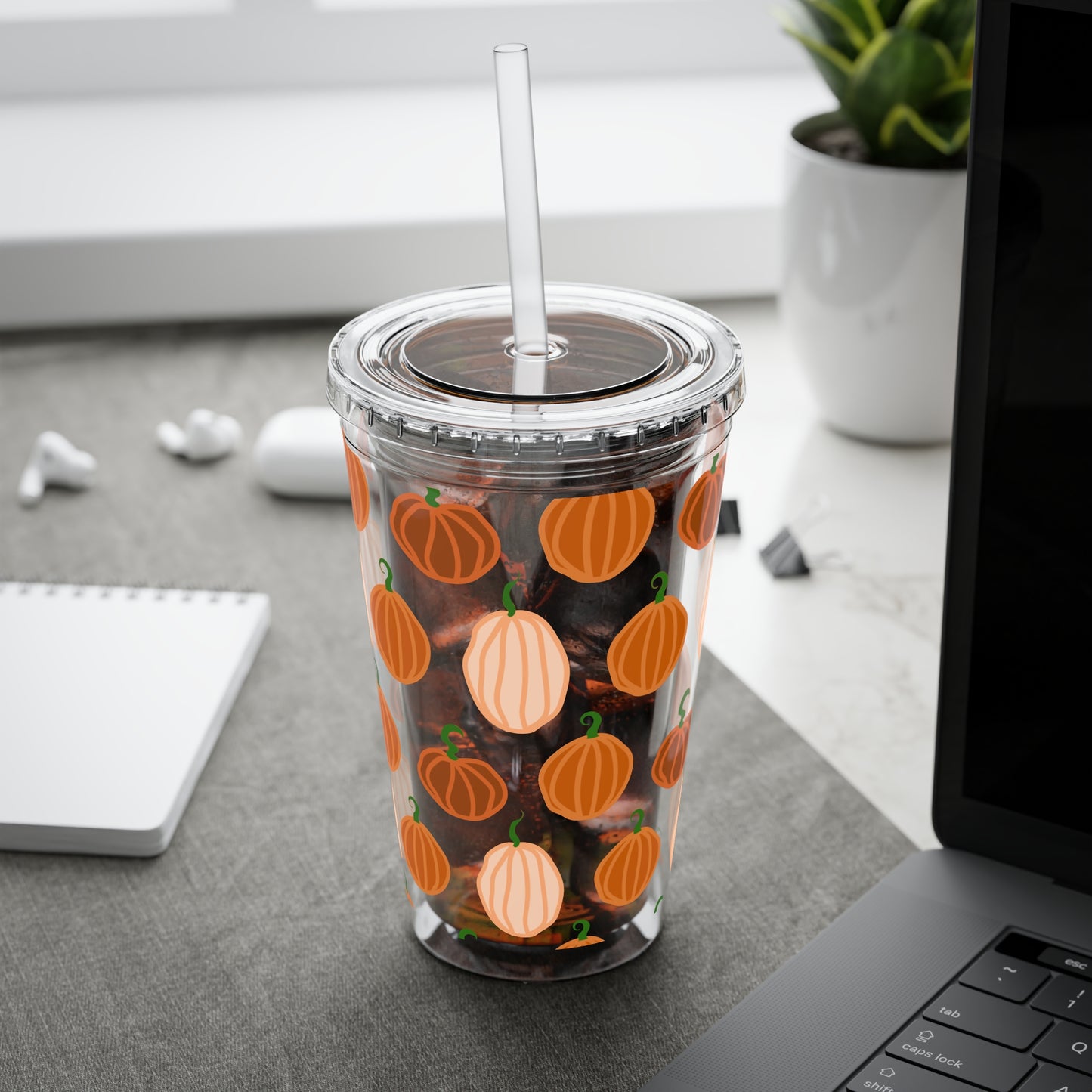 Pumpkin Spice Tumbler with Straw, 16oz